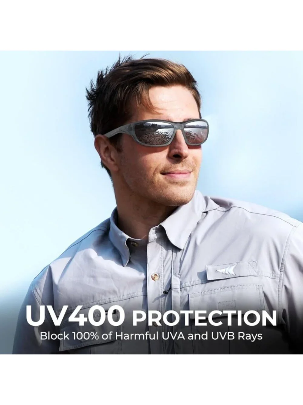 Polarized Sport Sunglasses for Men & Women, UV Protection, Wrap Design for